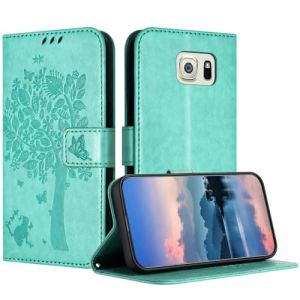 JayModCase Coque pour Samsung Galaxy S6 Edge, Coque Portefeuille Housse Cuir avec Porte Cartes et b&eacute;quille Fermeture magn&eacute;tique &Eacute;tui pour Samsung S6 Edge - Vert Clair (HXM STORE - EU, neuf)