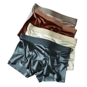 Zueauns Lot Calecon Homme Satin Boxer Sensation de Soie Short Sexy sous-v&ecirc;tements pour Hommes Cale&ccedil;on Respirant sans Couture Shorty (Dunyue, neuf)