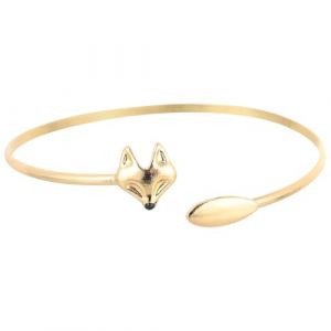 Ciieeo Bracelet à Tête de Renard Ouvert et Réglable Couleur Or Bijou Créatif Antiallergique pour Poignet Accessoire Unique pour Voyages et Fêtes (Nelson Xia, neuf)