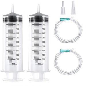 2 Pcs Seringue Plastique, 550ml Grande Seringue, Seringue avec Tuyau, Enveloppe Individuelle Seringues, Seringue a Huile, Liquide Seringue pour Les Laboratoires Scientifiques,Usage Industriel (JinHaoTong, neuf)