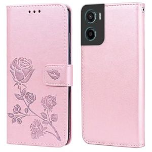 RankOne &Eacute;tui Portefeuille en Cuir pour Motorola Moto g06 / Motorola Moto g06 Power (6.88" inches), avec Porte-Cartes Rose Pattern Design Cover Coque Housse Case - Or Rose (Rankone, neuf)