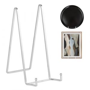 Chevalet Support Presentoir Porte Assiette - Grand Support Assiette Decorative - Metal Support Cadre Photo de Table - Présentoir pour Collection | Plaque | Livre Cuisine - Argent - 2 Pièces - 25,6 cm (DIDUDIDU, neuf)