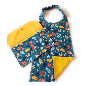 Serviette Cantine Enfant élastique avec Pochette de Rangement, Serviette Maternelle, Grand Bavoir (Couture et Passions, neuf)