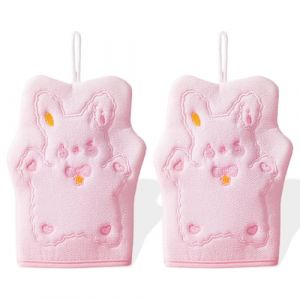 Gant de gommage exfoliants, 2 Pi&egrave;ces - Gant exfoliant pour hammam pour le corps et le visage - Gommage naturel Et Efficace, &Eacute;limine Les Peaux Mortes Efficacement (Rose) (EUROEDI SPEDITION, neuf)