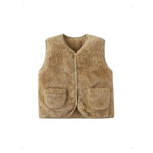 HEOXIN Bébé Garçon Gilet sans Manche en Polaire, Chaud Hiver Gilet Enfant Manteaux, Bouton-pression Cardigan Haut sans Manche Veste Manteau, Unisexe Vêtements avec Poches, Kaki, 4 à 5 Ans (FoShanShiZeYueMaoYiYouXianGongSi, neuf)