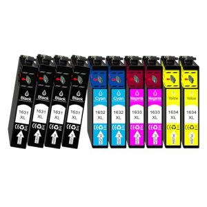 10 Cartouches d'encre XL avec puce et indicateur de niveau pour Epson WorkForce 2010, WF WF-2010 W, WF-2510WF de Workforce WF-7015, 2510, 2520,, WF-2520NF de, WF 2530, WF-2540,, WF-2530WF, WF-2540WF, Workforce WF-7015, 2630, wf-2630wf, Workforce WF-7015,