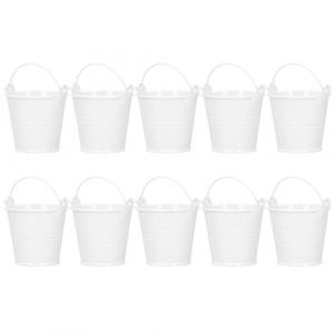 Lot de 10 Pots de Fleurs en Fer, Mini Seau en M&eacute;tal Pot de Fleur Suspendu Exterieur pour D&eacute;coration Cadeau Bapt&ecirc;me Jardin Balcon F&ecirc;te Mariage (KnowStoree, neuf)
