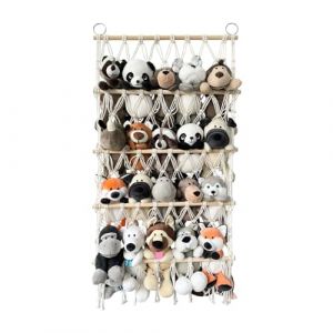 Filet De Rangement Pour Jouets En Hamac &ndash; Rangement Pour Animaux En Peluche | Hamac Jouet 4 Couches, Filet En Peluche Mural | Organisateur De Jouets En Macram&eacute; | Hamac R&eacute;glable En Hauteur Pour Chambre (wudbace, neuf)