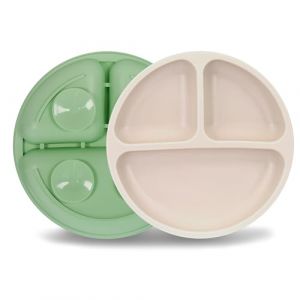 MOJINL Lot de 2 assiettes en silicone antidérapantes sans BPA avec ventouse, passent au micro-ondes et au lave-vaisselle, pour bébé et enfant (Mhorse EU, neuf)