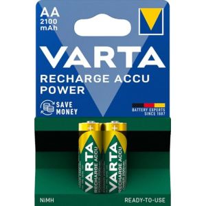 VARTA Piles rechargeables AA, lot de 2, Recharge Accu Power, 2100 mAh Ni-MH, sans effet mémoire, préchargées, prêtes à l'emploi (WHI-Tilburg, neuf)