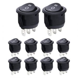 10 Pcs Interrupteur 12v,Bouton Poussoir Mini Interrupteur à Bascule Rond 3 Polig ON/OFF/ON Light Switch 220v Noir Boutons,Encastrable Interupteur Connectée Appareils pour Voiture Marine Moto Ménagers (CARTOLOGY DIRECT S.R.L., neuf)