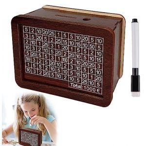 Objectif d'&eacute;pargne,Tirelire avec Compteur, avec Plaque Acrylique, Lavable et r&eacute;utilisable Une Fois l'objectif atteint, Tirelire cr&eacute;ative, Apprendre &agrave; &eacute;conomiser, Cadeau pour Les Enfants (1000&euro;) (xiacheyanuk, neuf)