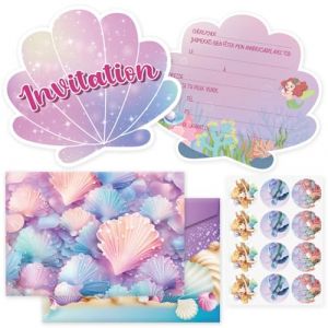 Yontree 12PCS Cartes d'Invitation pour Anniversaire Enfant Cartes Invitation avec Enveloppes Cartes d'Invitation en Forme de Coquillage pour Anniversaire F&ecirc;te (FYSPN, neuf)