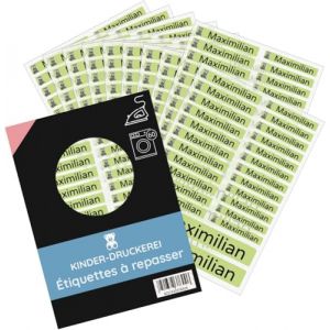 200 pièces (citron vert) étiquettes thermocollantes personnalisées/pour vêtements/étiquettes de linge 3 tailles dans un set de feuilles/jusqu'à 90 degrés/pour la maternelle, la garderie et l'école (tampon-personnalisé, neuf)
