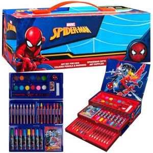 Marvel Set de Coloriage Spiderman Avengers, Coffret Peinture et Coloriage Enfant Malette Dessin Peinture Garcon 50 Pcs, Idée Cadeau Garcon (Multicolore Spiderman) (Get Trend., neuf)