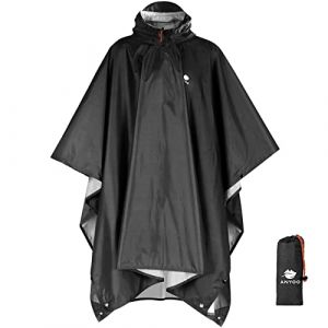 Anyoo Poncho Léger, Imperméable, Réutilisable et Respirant avec Capuche, Idéal pour l'extérieur, Noir, Taille Unique (Anyoo Outdoors, neuf)