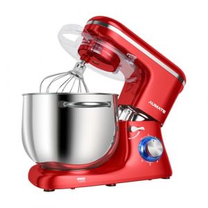 Aumate Robot Pâtissier, Robot de Cuisine Professionnel 1400 W 8 L, Robot Pétrin avec Fouet, Batteur et Crochet Pétrisseur, 6+P Vitesses (Rouge) (QINGDAOLANSEZHILU, neuf)