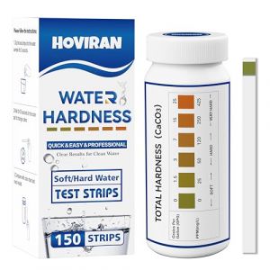 Bandelettes de test de duret&eacute; de l'eau &ndash; 150 bandelettes | Kit de test instantan&eacute; de la duret&eacute; de l'eau pour la maison, l'aquarium, la piscine, le spa | R&eacute;sultats rapides et fiables (0-425 ppm) (TSK HOVIRAN, neuf)