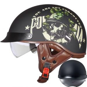 Letetexi Bols Demi-Casque Jet Vintage R&eacute;tro ECE Homologu&eacute; Casque Ouvert De Moto pour Hommes Et Femmes Casquette Unisexe pour V&eacute;lo Scooter ATV UTV Skateboard Black M~XXL (Casque Letetexi, neuf)
