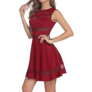 Zeagoo Robes de Cocktail Femmes sans Manches Sexy Taille Haute Robe D'été Classique Robe Moulante Clubwear Soirée Vin Rouge M (Zeagoo direct, neuf)