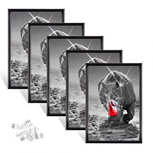 Lot de 5 cadres photo noirs,Format A3 (29.7x42 cm),Cadre photo en verre plexi avec crochet sans couture,Pour salon &agrave; poser et &agrave; suspendre,Cadre d&eacute;coratif pour photos et portraits,Anniversaire (DreamYiFan Store, neuf)