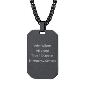 Richsteel Dog Tag Personnalisé Collier Pendentif Plaque en Noir,Dog Tag Style Militaire Armée pour Homme Pendentif d’Identification Personnalisé ID (Richsteel Jewellery, neuf)