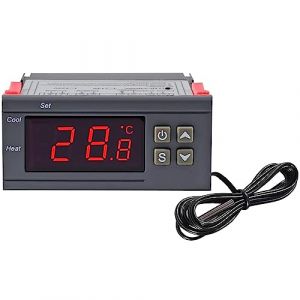 Greluma 1 Pièce Régulateur de température numérique AC 110 V-220 V 10 A, Affichage LED numérique, Thermostat de Refroidissement de Chauffage, 2 Sorties Relais avec sonde de capteurs NTC 10 K de 1 m (Lumatech-EU, neuf)