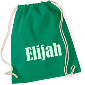 minimutz Sac de gym personnalisé avec nom – Sac à dos en tissu pour enfant à tirer – Sac de sport en coton avec cordon de serrage, [06] Vert moyen, 37x46 cm (minimutz, neuf)