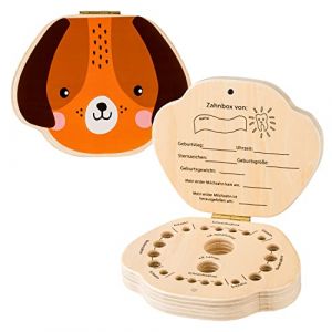 hej kiddo Boîte à dents de lait | Boîte à dents pour dents de lait | Boîte à dents de lait garçon et fille pour première dentition | Cadeaux de fée des dents pour garçons | Boîte à lait (chien) (incubado, neuf)