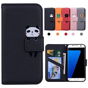 Kedic Coque Samsung S7 Edge, Etui Samsung S7 Edge, Antichoc TPU Housse Protection Samsung S7 Edge, Portefeuille [B&eacute;quille][Fentes pour Cartes] Coque Galaxy S7 Edge- Noir (hui  ge, neuf)