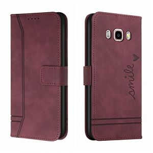 Bravoday Coque pour Galaxy J510 / J5 2016, Etui Cuir avec Magnetique, Flip Pochette Housse pour Galaxy J510 / J5 2016 Protection, Vin Rouge (Bravoday, neuf)