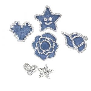 RhiVrillion Lot de 8 Patchs Thermocollants Jean avec Strass, écusson à coudre ，patch a coudre， Écusson Thermocollant Adulte pour Vêtements, Jean, Vestes et Sacs (FH-Mart, neuf)