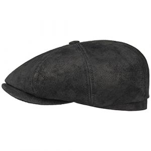 Stetson Casquette Hatteras Pigskin Homme - Casquettes Type Gavroche avec Visiere, Doublure Hiver Automne Ete Printemps Printemps-ete - XL (60-61 cm) Noir (Hatmaster - Outlet, neuf)