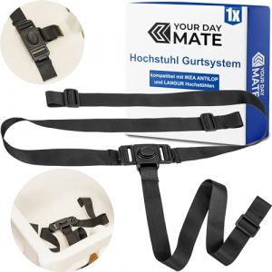 Ceinture de sécurité pour chaise haute, 1 Set, en Noir, compatible avec IKEA ANTILOP et IKEA LANGUR, ceinture de protection pour enfant évolutive, système de ceinture 3 points chaise haute pour enfant (spreewaelder-hofladen, neuf)