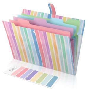 SKYDUE Porte-documents A4 Avec Compartiments, Trieur Avec Étiquettes, Système de Classeur, Dossier pour la Maison, le Bureau, l'École et les Voyages, Motif Arc-en-ciel (SKYDUE-EU, neuf)