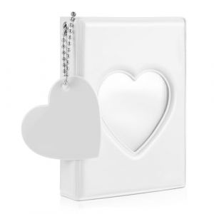 Geehua Kpop Classeur pour cartes photo, dossier pour cartes photo, mini album photo Kpop de 9 cm, forme de cœur petit porte carte photo avec pendentif et 32 ​​pochettes pour cartes photo (blanc) (Eurrises, neuf)