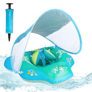 ACTOYS Bouee Bebe, Baby Float Bouée pour Bébé, Bouee Enfant, Bouee Pisicne Bebe, Bouee Bebe avec Pare Soleil, Bouée pour Enfant, Bouée de Natation Gonflable (Tortue de mer, L : 12-36 Mois) (FEYUZ, neuf)