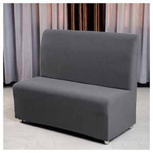 AQIGR Housse de Canapé sans Bras Extensible Housse de Clic Clac Blanc et Orange 2 Places Housse de Canapé-lit Imprimé 110-130cm Universelle Couverture de Canapé pour Salon Café Hôtel (AMZGRZ, neuf)