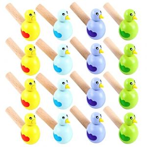 Biluer 24PCS Sifflets en Bois Bois Oiseaux Sifflets Dessin&eacute;e Sifflet &agrave; Oiseaux Enfants &Eacute;ducatif Instrument De Musique Jouet pour Vos Enfants Anniversaires No&euml;l Vacances (Couleur Al&eacute;atoire) (A) (Biluer, neuf)