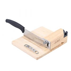 Kaichenyt Coupe-guillotine &agrave; levier en acier inoxydable avec socle en bois - Guillotine &agrave; fromage - Lame amovible - Longueur : 15,8 cm (WUHUY888, neuf)