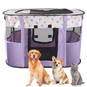 Clôture pliable pour chiens, chiots, animaux - Parc portable pour chiots - Parc d'intérieur pliable pour chatons, chiots, lapins, taille L (violet) (lovehomevp, neuf)