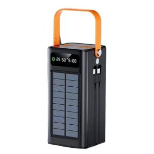Batterie Solaire Externe 120 W 50000 MAh Chargeur Solaire 4 Sorties Et 3 Entr&eacute;es C&acirc;bles Int&eacute;gr&eacute;s Batterie Charge Externe &Eacute;quipement De Survie avec &Eacute;clairage pour Les Appareils Mobiles (tukoa, neuf)
