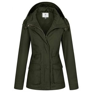 WenVen Veste Femme mi Saison Parka Grande Taille avec Capuche Amovible Veste Militaire Coupe Ajust&eacute;e Veste Classique Automne Hiver Manteau Trench Coat Manteau en Coton Vert L (C'est&nbsp;la&nbsp;vie, neuf)