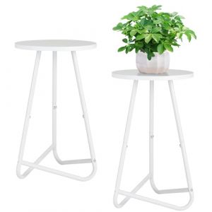 HDANI Lot de 2 Support Rond en M&eacute;tal pour Plantes de 50 cm,Petit Aupport pour Fleurs,&eacute;tag&egrave;re en Bois pour Plantes, &eacute;tag&egrave;re Moderne pour Plantes d'int&eacute;rieur pour Salon,Balcon et Bureau,Blanc (HDANI, neuf)