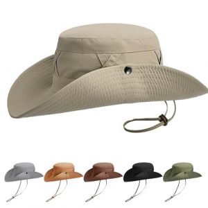 AYPOW Chapeau de Soleil Hommes Femmes Imperm&eacute;able UPF 50+, Large Bord Pliable Respirant Toutes Saisons Bucket Hat, Style Cowboy Chapeau Boonie Chapeau Voyage Randonn&eacute;e Safari, Chapeau d'&eacute;t&eacute; Outdoor (nxpoy, neuf)