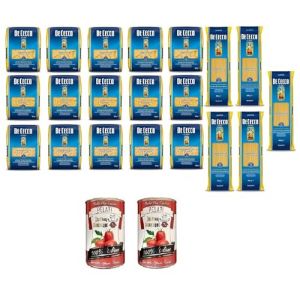 Coffret D&eacute;gustation De Cecco &ndash; 18&times; p&acirc;tes 500 g assorties + 2&times; Italian Gourmet tomates pel&eacute;es 400 g &ndash; formats longs & courts, s&eacute;chage lent, qualit&eacute; italienne &ndash; Total 9,8 kg (Italiaen Gourmet UK Ltd, neuf)