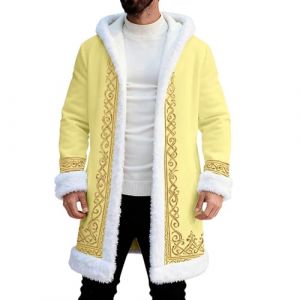 Costume de P&egrave;re No&euml;l pour homme - Tenue de No&euml;l moche - Sweat &agrave; capuche amusant en polaire - Veste de No&euml;l - Manteau de f&ecirc;te festif - Manteau &agrave; capuche de No&euml;l, O jaune., 3XL (GSDesig, neuf)
