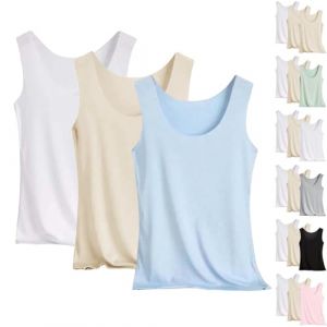 Debardeur Leger Doux-Corset Col Rond sans Manche Casual Tee Shirt Femme Grande Taille Chemise Lin Summer Top T-Shirt Respirant Blouse Slim Fit Haut Confortable Tops Courte XXXL T Shirt (Binai maoyi, neuf)