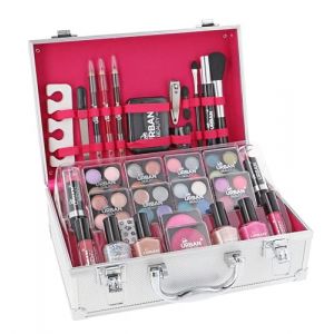 LOVE URBAN BEAUTY Dazzling – Trousse de maquillage végétalienne 60 pièces pour adolescents – Élégante boîte argentée – Design compact et léger – Ensemble de maquillage pour femme facile à transporter (Love Urban Beauty, neuf)