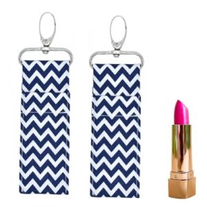 2pcs rouge &agrave; l&egrave;vres titulaire trousseau, chapsticks titulaire baume &agrave; l&egrave;vres titulaire pochette sac en m&eacute;tal porte-cl&eacute;s pour Voyage transporter (Bleu fonc&eacute;) (Julianne-EU, neuf)